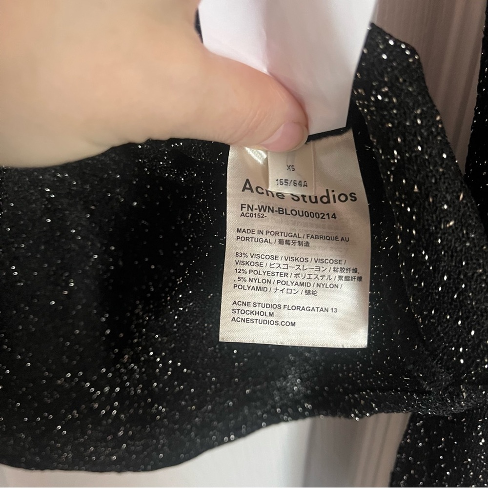 ACNE STUDIOS Gold Black Lurex Long Sleeve Button Down Blouse - Picture 7 of 8